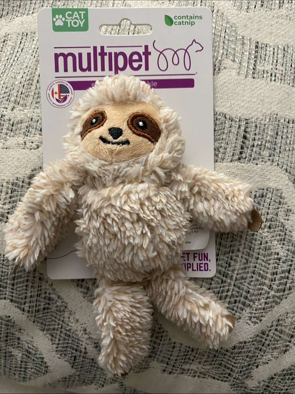 Multipet Beige Sloth Cat Toy with Catnip